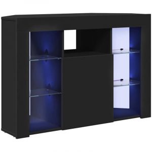 VidaXL Meuble TV LED d'Angle Noir 100x40x68cm Bois d'ing&eacute;nierie