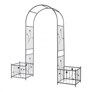 Arche De Jardin &Agrave; Rosiers 220 X 202 X 50 Cm Avec Jardini&egrave;res Acier Noir Helloshop26 03_0008858