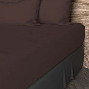 Soleil d'Ocre Drap housse en coton 160x200 cm JERSEY brun, par Marron