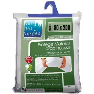 Alèse protège-matelas 80 x 200 cm imperméable 100% coton France Blanc - Blanc