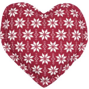LOVELY CASA Coussin coeur esprit chalet traditionnel Rouge 30x30 cm