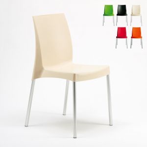 Grand Soleil Chaise plastique pour bar caf&egrave; Boulevard italienne | Blanc cass&eacute;