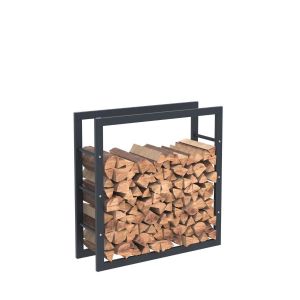 BC-Elec HHWPF0020 Rangement à bois en acier noir 80*80*25CM, rack pour bois de chauffage, range-bûches - Noir