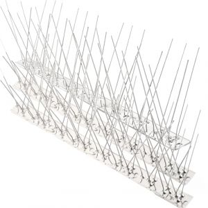 3.3 Mètres Pointes Anti-Oiseaux en Acier Inoxydable & Base en Plastique Souple, 10 pièces de 33cm, Pics Anti-Pigeons,Moineaux,Corneilles - Contient 5