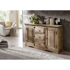 Massivmoebel24 - Buffet 135x40 Palissandre huilé Gris taupe leeds 42 - gris
