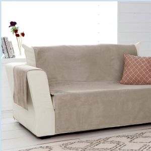 Protège Canapé universels aspect velours grainé190 x 200 cm - marron Taupe