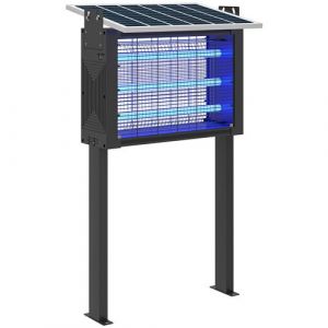 Outsunny Lampe anti-moustique 25W LED solaire autoportante H. 93 cm - lampe anti-insectes - lampe UV piège à insectes - noir