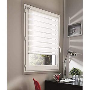 Mad&eacute;costore Store Enrouleur Jour Nuit Basic Sans Percer Blanc - Blanc - L82 x H160cm L82 x H160cm (issu L82cm)