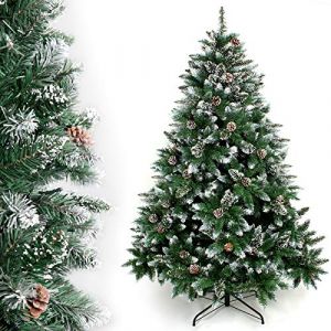 YORBAY Sapin de Noël avec pied - Décoration avec neige - 180 cm