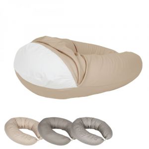 Image de Monsieur B&eacute;b&eacute; Housse pour coussin de grossesse, maternit&eacute; et d'allaitement - 100% Coton - 170 cm - Beige uni