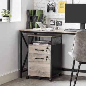 Songmics Caisson de Bureau avec 2 Tiroirs Verrouillables,42 x 44 x 69 cm, avec roulettes, Compartiment Ouvert,OFC077B02