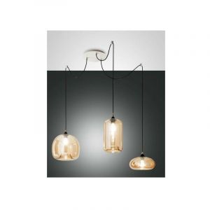 Fabas Luce Fiona Plafonnier Cluster Suspension Verre Ambre, E27