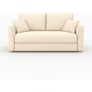 Image de Rendez Vous Déco Canapé convertible 2 places en tissu texturé beige - olympe