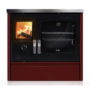 Deville Cuisinière à bois MELISSE 90 bordeaux C086AB03 Cuisinière à bois traditionnelle, Puissance 9 kW, Surface de chauffe 80 m², Bûches de 50 cm max, Coloris bordeaux