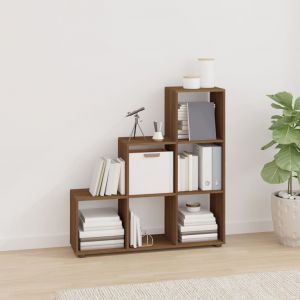 VidaXL Bibliothèque escalier Chêne marron 107 cm Bois d'ingénierie