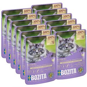 Bozita Nourriture Humide Senior 8+ Beaucoup de Poulet en Sauce dans Un Sachet Portion de 12 x 85 g - Nourriture Humide pour Chat sans c&eacute;r&eacute;ales