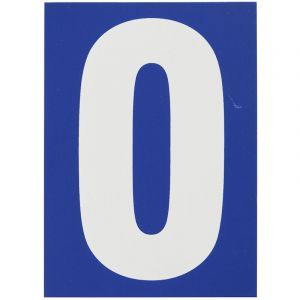 THIRARD Plaque de Signalisation - Chiffre 0 - Pvc Adh&eacute;sif - Marquage Blanc sur Fond Bleu - Int&eacute;rieur et Ext&eacute;rieur - R&eacute;sistant - 65 x 90 mm - Facile &agrave; Installer