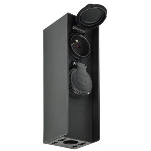 Electraline 300191 Borne Jardin cablable, 2 Prises 2P+T IP44, acc&egrave;s electrictrique Pratique Exterieur, Bloc Multiprise Outdoor pour Jardin 2 Prises