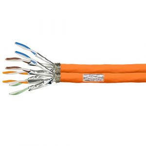 Logilink Professional CPV0060 &ndash; CAT 7 1000 MHz LSZH (Low Smoke Zero Halog&egrave;ne) C&acirc;ble d'installation r&eacute;seau avec feu, classe de protection : Dca, AWG23 S/FTP 100 m simplex, orange Duplex 100m Orange