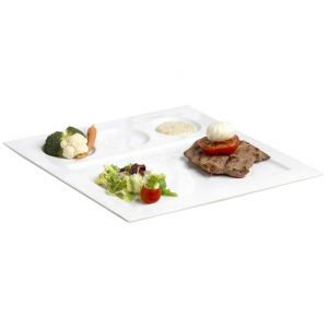 Image de Cosy & Trendy Faro - Assiette en porcelaine plate carrée 4 compartiments (29,5 cm)