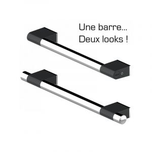 AKW International Barre d'appui droite - Inox - diamètre 32mm - Onyx Duo 300MM noir /chromé INTERNATIONAL