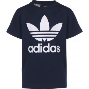 Image de Adidas Tee-shirt col rond Junior Trefoil en coton bleu marine floqué