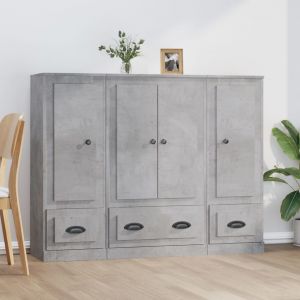 VidaXL Buffets 3 pcs gris béton bois d'ingénierie Concrete grey