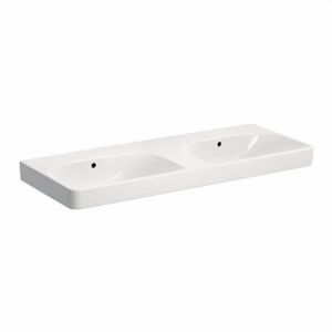 Geberit Smyle Square - Double lavabo 1200x480 mm, avec trop-plein, sans trou pour robinetterie, blanc 500.224.01.1