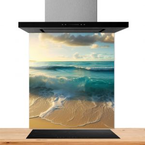 Hexoa Fond de hotte decorative, mousse bleu 60x70