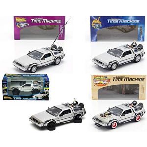 Véhicule miniature - WELLY - Lot des 4 voitures DELOREAN des films RETOUR VERS LE FUTUR - échelle 1:24 (Ref: L4)