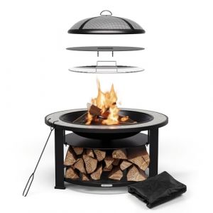 Image de Blumfeldt Feldt foyer extérieur 3en1 pour jardin - barbecue au charbon de bois, électrique, plancha, table, gril, grille de cuisson, tisonnier,