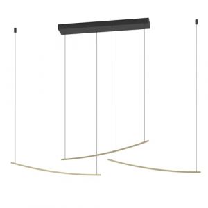Eglo LED suspension Vileggi, lampe &agrave; c&acirc;ble dimmable, luminaire plafond avec dip switch, m&eacute;tal laiton, blanc chaud-froid, 3600 lumens, pour salle manger