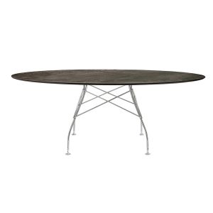 Kartell Table ovale GLOSSY MARBLE 192 x 118 cm (Aged Bronze - Grès finition Marbre et acier chromé)