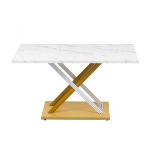 Liberté - Table à manger 140x80x75cm,rectangulaire,moderne,blanc