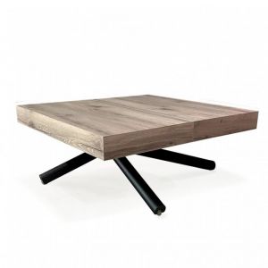 Inside75 Table relevable extensible QUADRO métal graphite plateau mélaminé chêne noueux