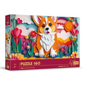 Image de Trefl Puzzle Effet 3D, Chien - 160 &eacute;l&eacute;ments - 40e Anniversaire, Puzzle Color&eacute; avec des Animaux, pour Les Enfants &agrave; partir de 6 Ans
