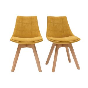 Miliboo Chaises scandinaves en tissu effet velours jaune moutarde (lot de 2) - MATILDE