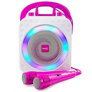 ROCKJAM Machine Karaoke PS150 effets de modification de voix et l ières LED Bluetooth Rose