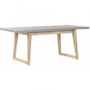 Beliani Table de jardin en fibre-ciment gris et bois clair 180 x 90 cm ORIA