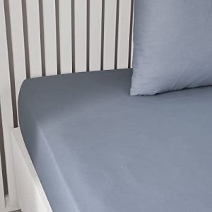 Today Drap housse Essential - 160 x 200+23 cm - 2 personnes - 100% Coton uni - Denim