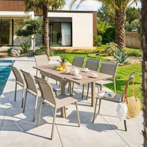 Hesperide Table de jardin 8 places Piazza extensible caf&eacute;