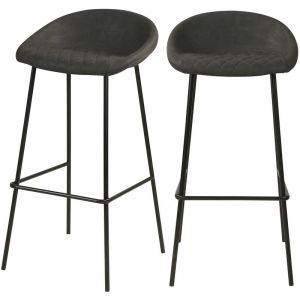 Image de Rendez Vous Déco Chaise de bar 75cm en PU gris foncé (lot de 2)