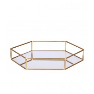 Urban living Plateau de déco design métal Gold Home - Doré