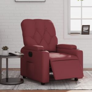 VidaXL Fauteuil Inclinable Électrique, Chaise de Relaxation avec Dossier et Repose-pied Réglables, Siège de Salon Salle de Séjour, Rouge Bordeaux Similicuir