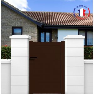 Packit Portillon aluminium modèle plein en kit dimensions L.1000 (entre piliers) x H.1700 mm Couleurs Marron (ral 1247)