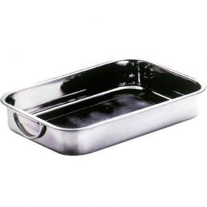 Plateau inox 18/10 avec poign&eacute;e rabattable 26,5x19,5x5,0