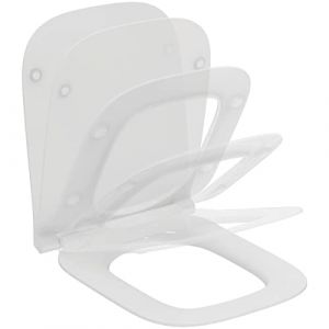 Ideal Standard I.Life B, Abattant WC T500301, Lunette Toilette, Fin, Frein de chute pour Fermeture Silencieuse et Douce, Facile à installer, Résistant, Ne rouille Pas, Fixations incluses, Blanc