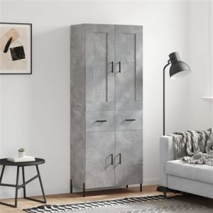VidaXL Buffet Haut, Armoire de Rangement avec Pieds, Meuble de Rangement, Organisateur Salon Salle de Séjour, Industriel, Gris Béton Bois d'Ingénierie