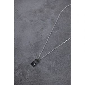 Plaque sur cha&icirc;ne christiano en acier 316l avec diamant blanc