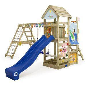 Wickey Aire de jeux Portique bois Disney Story avec balançoire et toboggan Maison enfant exterieur avec bac à sable, échelle d'escalade & accessoires de